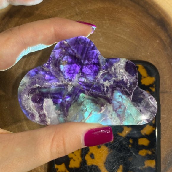 Rainbow Fluorite Cloud with Easel Stand, Kids Bedroom Decor, Shelf/Office Decor - Picture 3 of 8